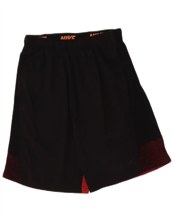 Shorts esportivos masculinos Nike Dri Fit médio preto colorblock poliéster