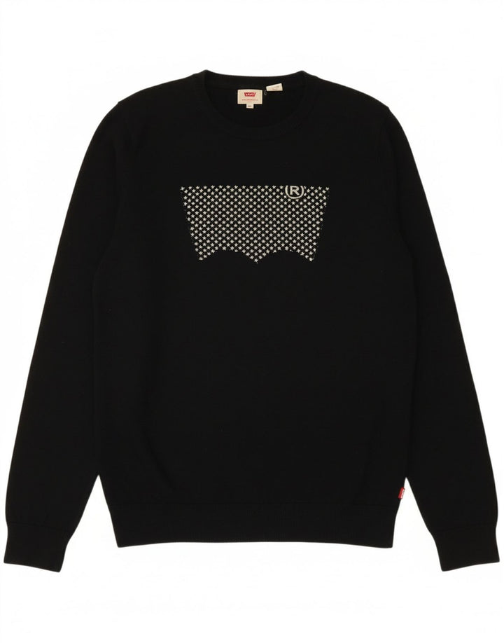 Suéter masculino LEVI'S com gola redonda e grande algodão preto