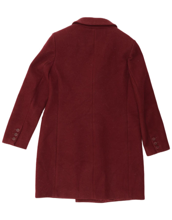 Casaco feminino Oasis com peito duplo Reino Unido 16 grande poliéster Borgonha