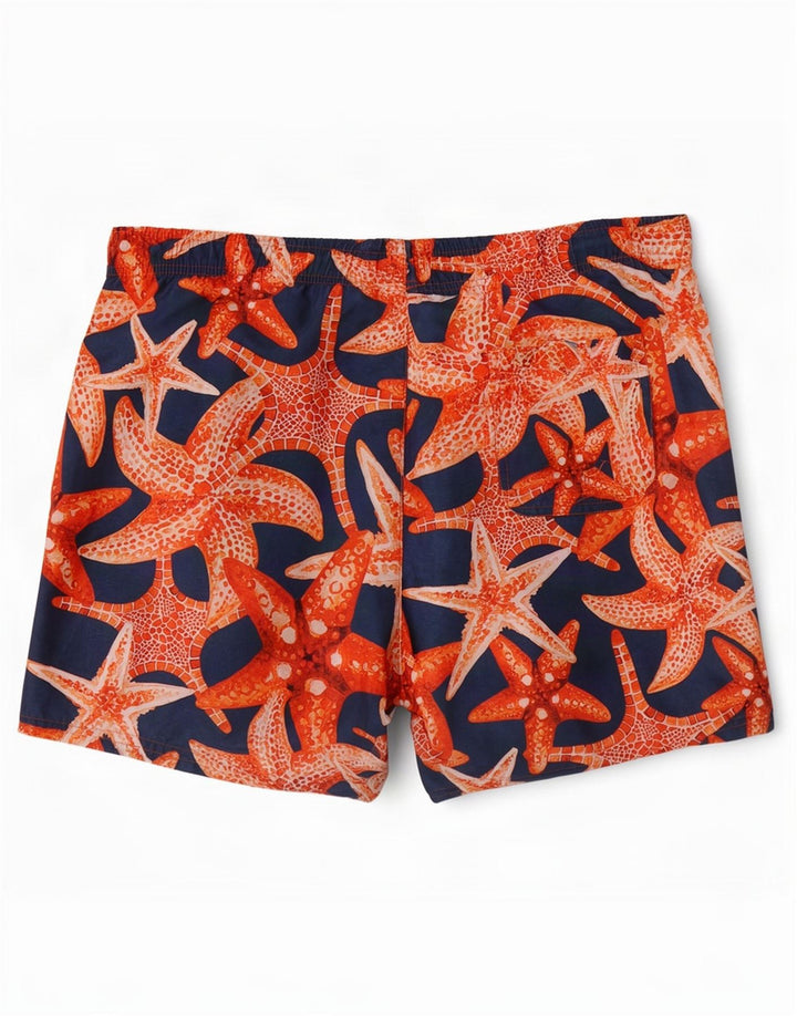 Hugo Boss Mens Abstract Pattern Shorts de natação grande azul marinho poliamida