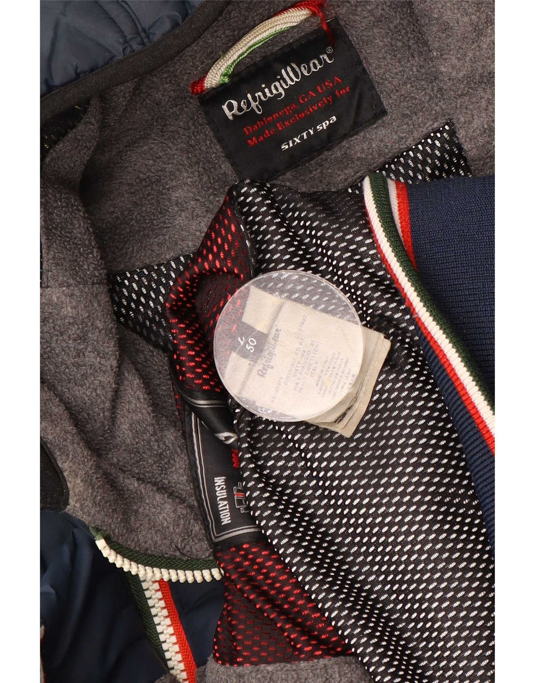 Jaqueta masculina Refrigiwear Sixty spa acolchoada com capuz IT 50 grande azul marinho