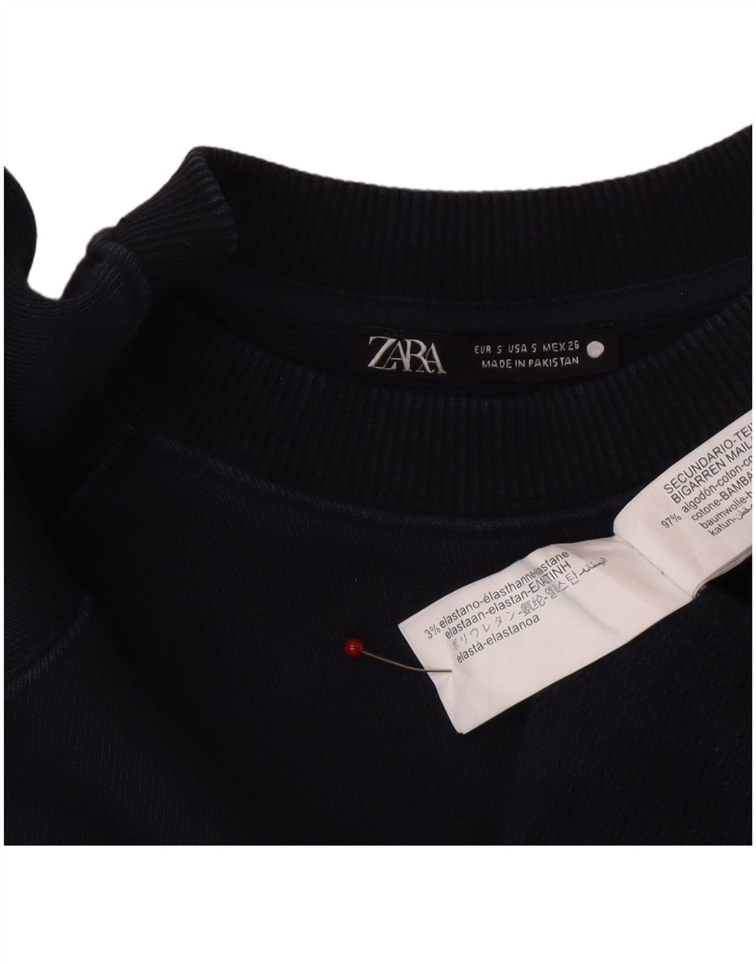Moletom masculino ZARA com ajuste solto e pequeno algodão azul marinho