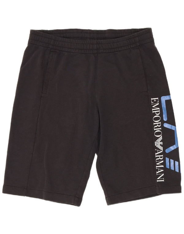 Emporio Armani Mens Graphic Sport Shorts Grande Algodão Preto
