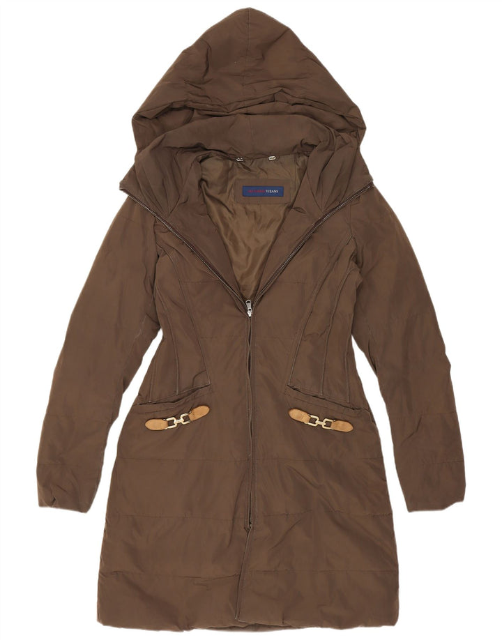 Casaco acolchoado com capuz feminino Trussardi IT 40 pequeno marrom