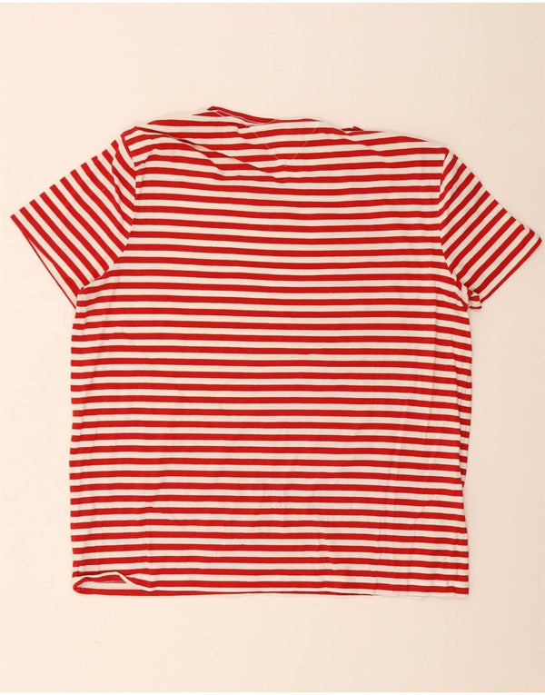 Camiseta masculina Tommy Hilfiger Top 3XL de algodão listrado vermelho