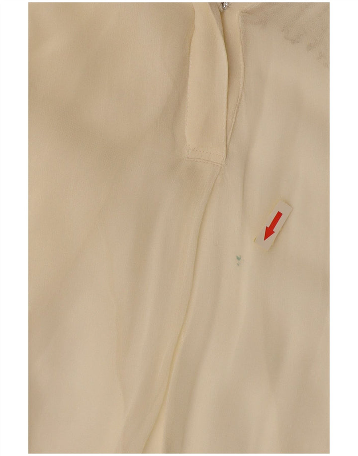 Blusa feminina manga transparente UK 12 viscose branca média