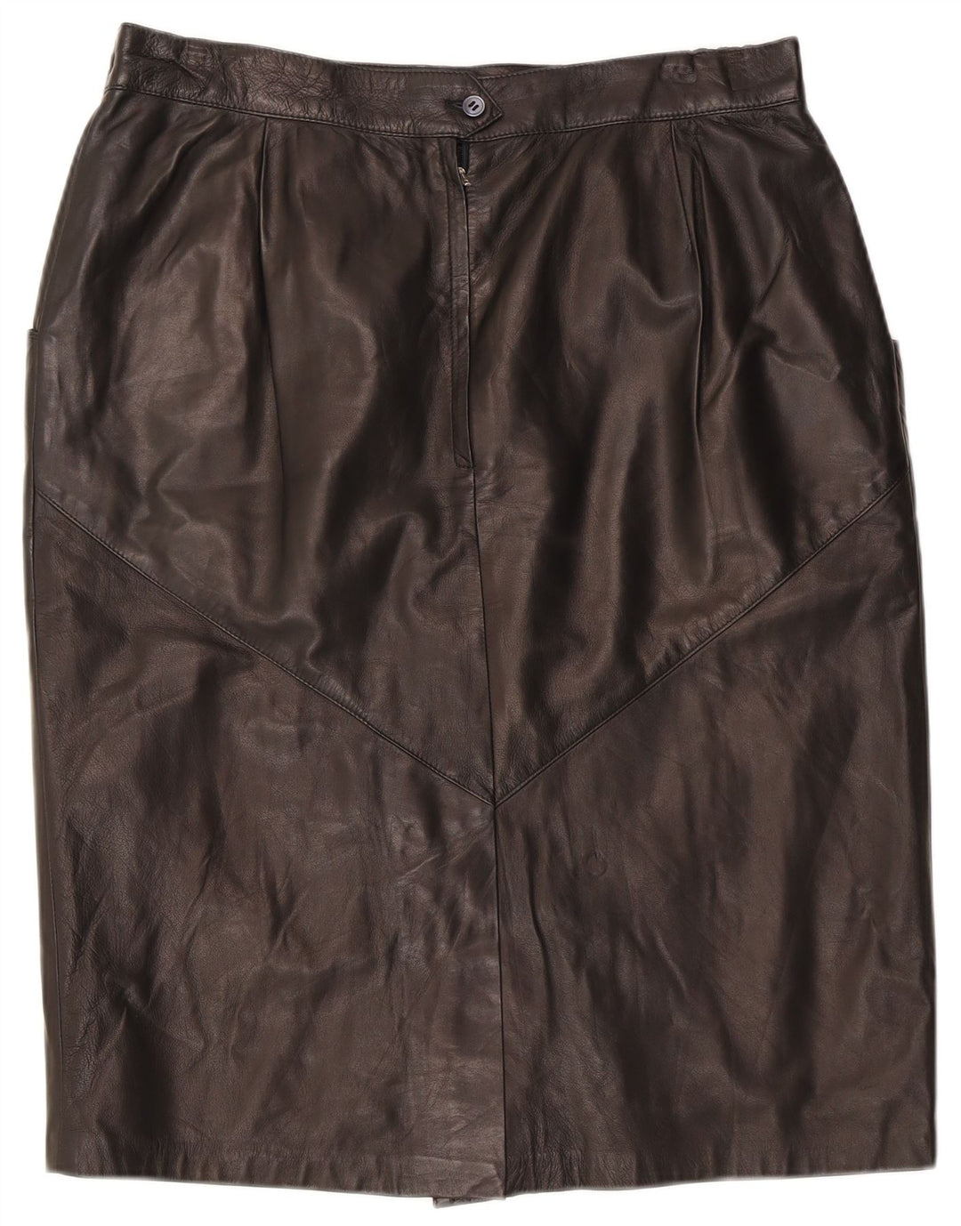 Saia de couro feminina vintage W32 grande couro preto