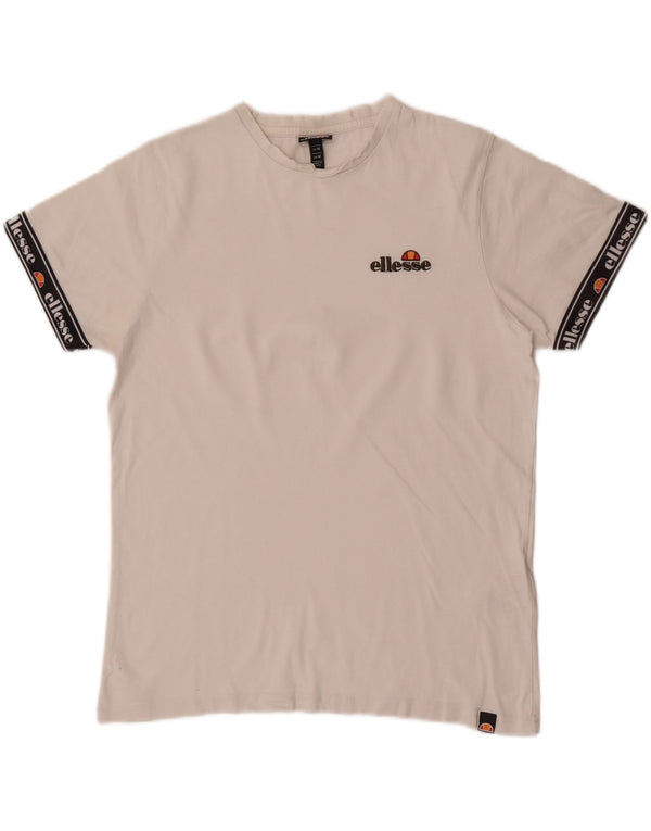 Ellesse Camiseta masculina gráfica top médio branco algodão colorblock