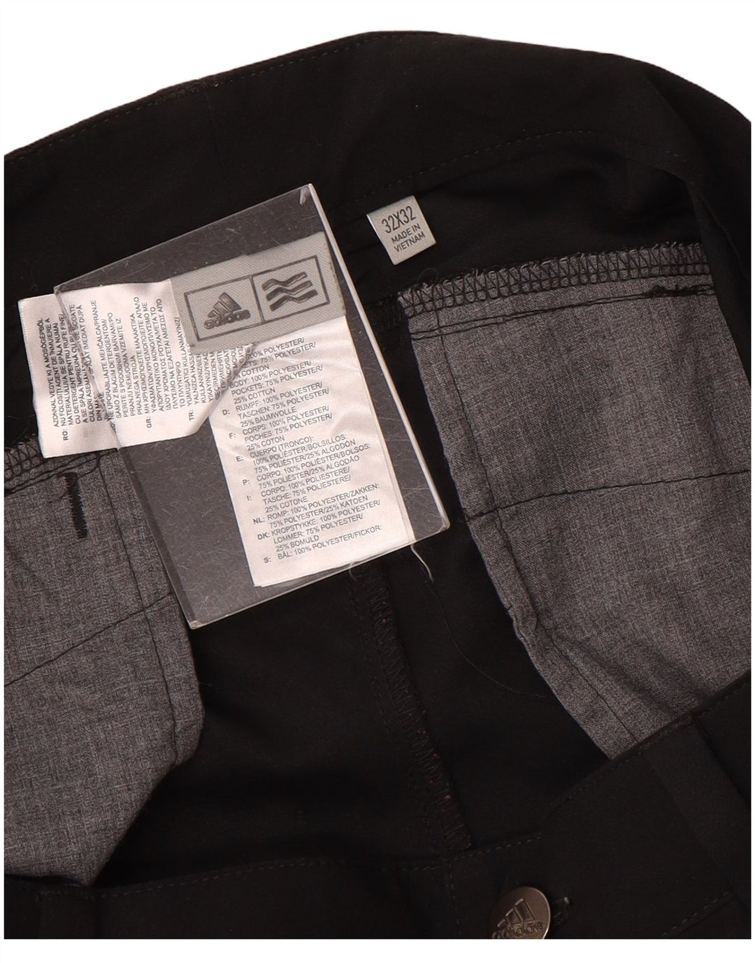 Adidas Mens Slim Chino Calças W32 L32 Poliéster Preto