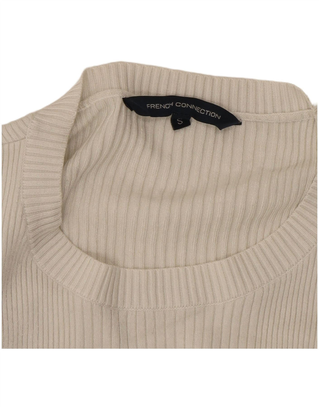 Top feminino French Connection manga comprida UK 10 pequeno branco