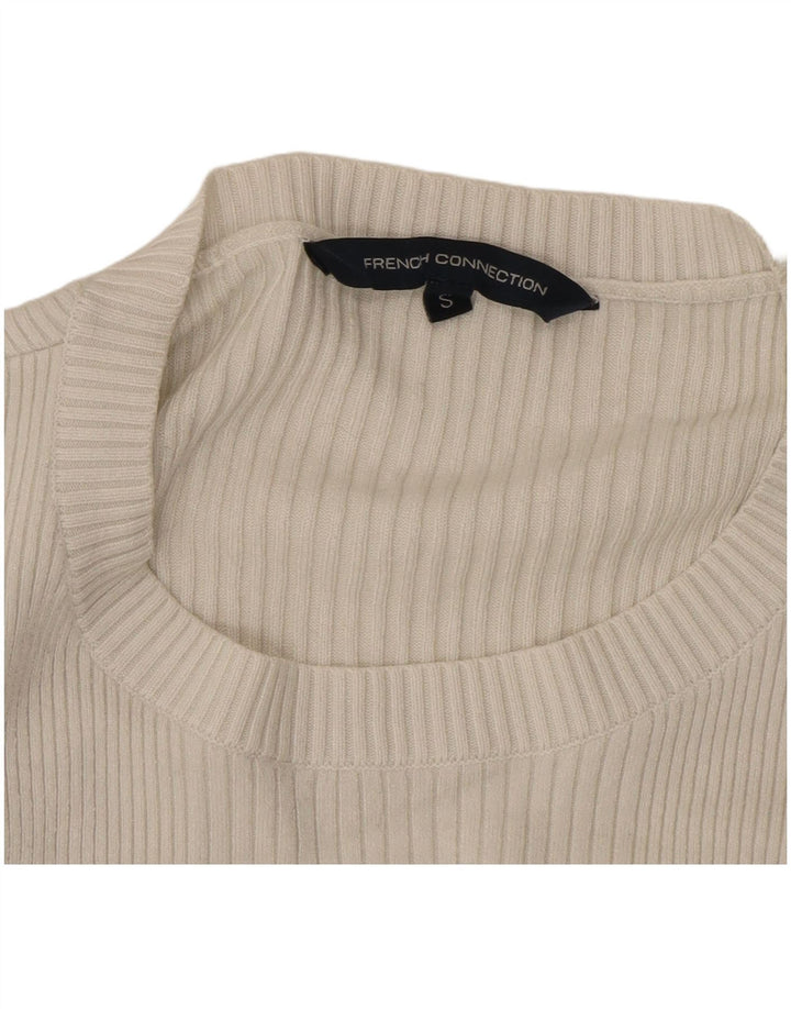 Top feminino French Connection manga comprida UK 10 pequeno branco