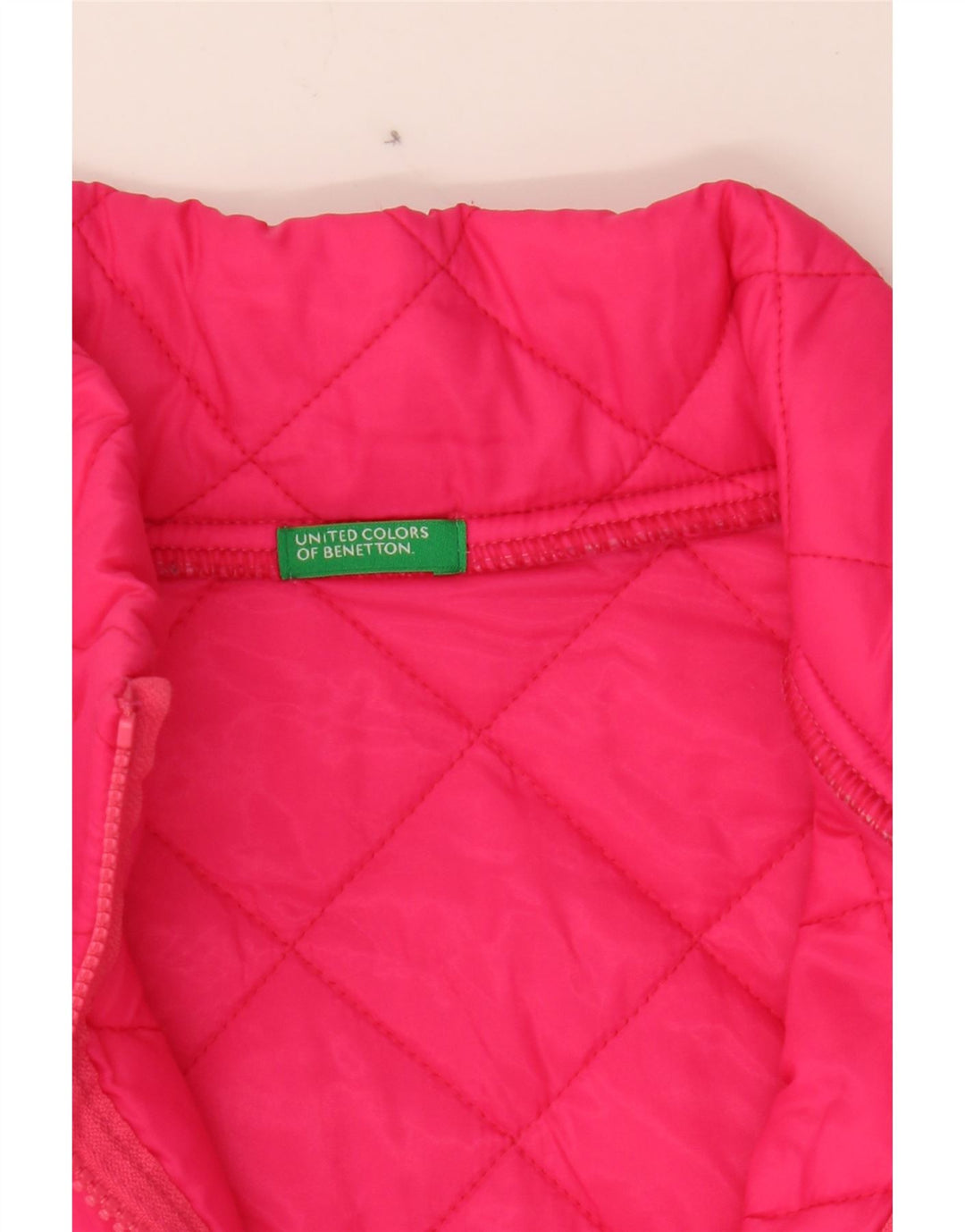 BENETTON Girls Quilted Jacket 11-12 Years XL Pink Nylon Vintage Benetton and Second-Hand Benetton from Messina Hembry 