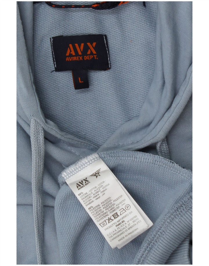 Avirex moletom com capuz gráfico masculino grande algodão azul