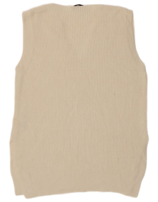 Zara Mens Vest Tank Top Pequeno Algodão Bege