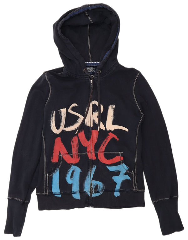 Suéter feminino Polo Ralph Lauren com capuz e zíper gráfico Reino Unido 14 grande azul marinho