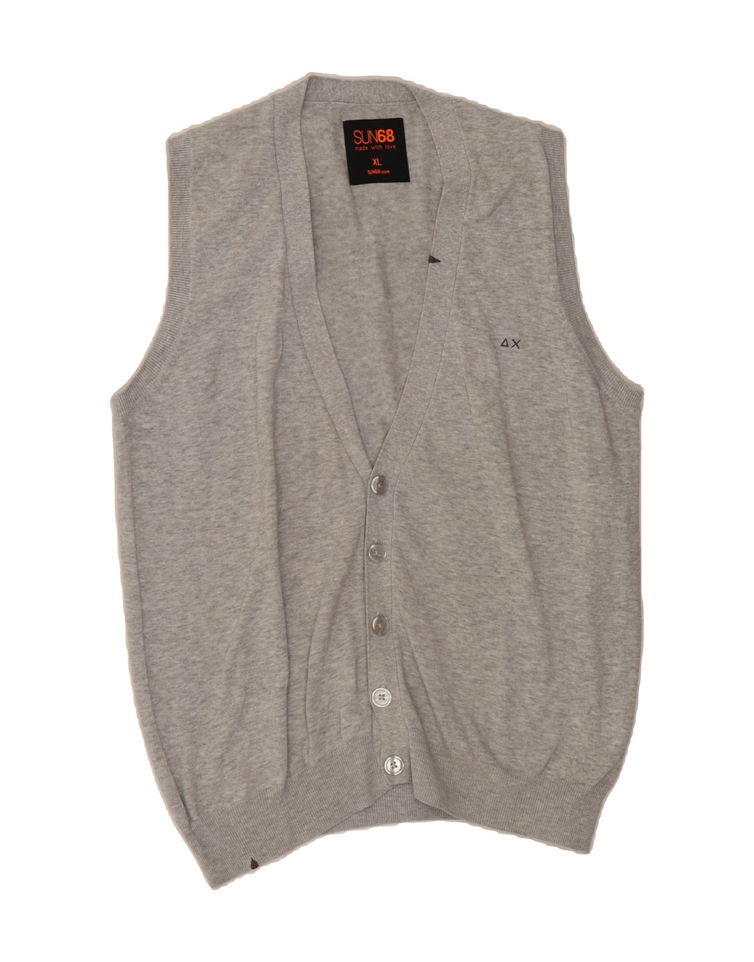 SUN68 Womens Sleeveless Cardigan Sweater UK 18 XL Grey Cotton Vintage Sun68 and Second-Hand Sun68 from Messina Hembry 