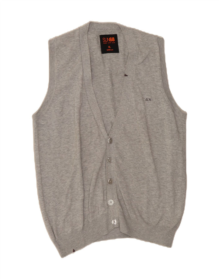 SUN68 Womens Sleeveless Cardigan Sweater UK 18 XL Grey Cotton Vintage Sun68 and Second-Hand Sun68 from Messina Hembry 