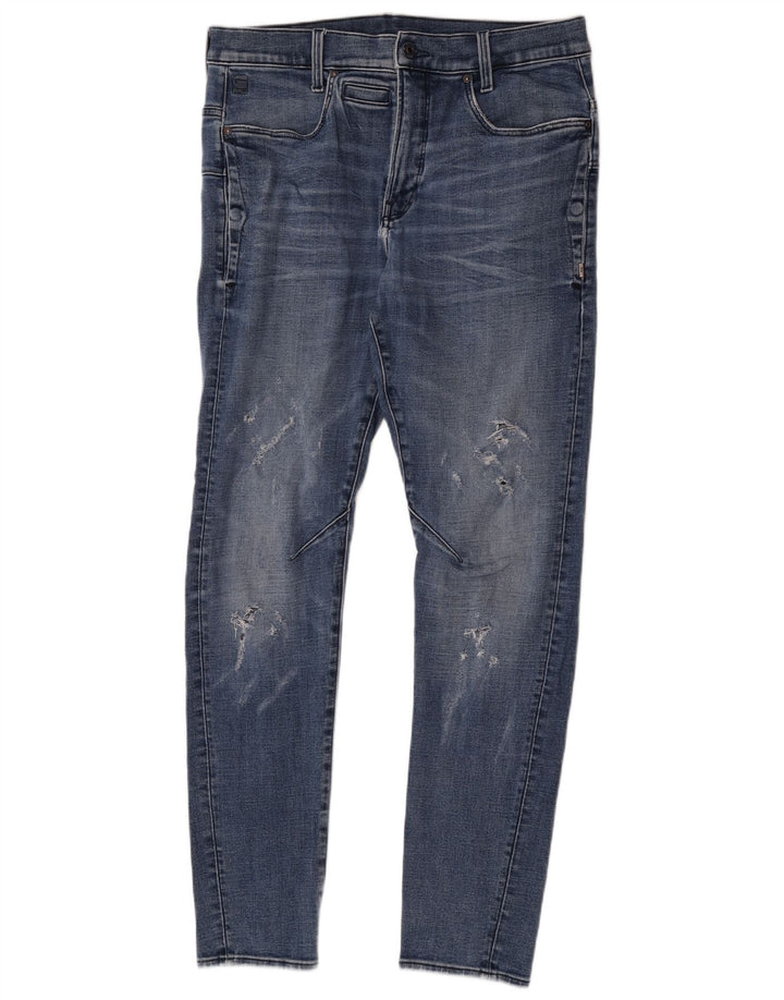 Calça jeans slim masculina G-Star desgastada W34 L32 azul