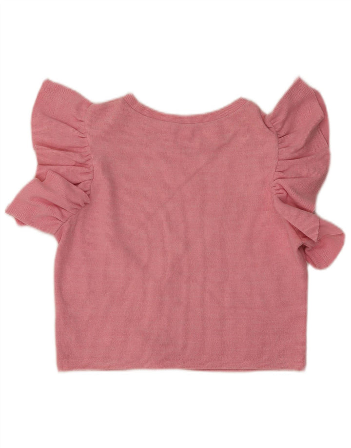 Blusa feminina Zara Top UK 12 algodão rosa médio