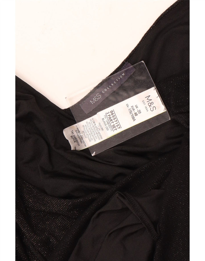 Blusa feminina sem mangas Marks & Spencer UK 20 2XL viscose preta