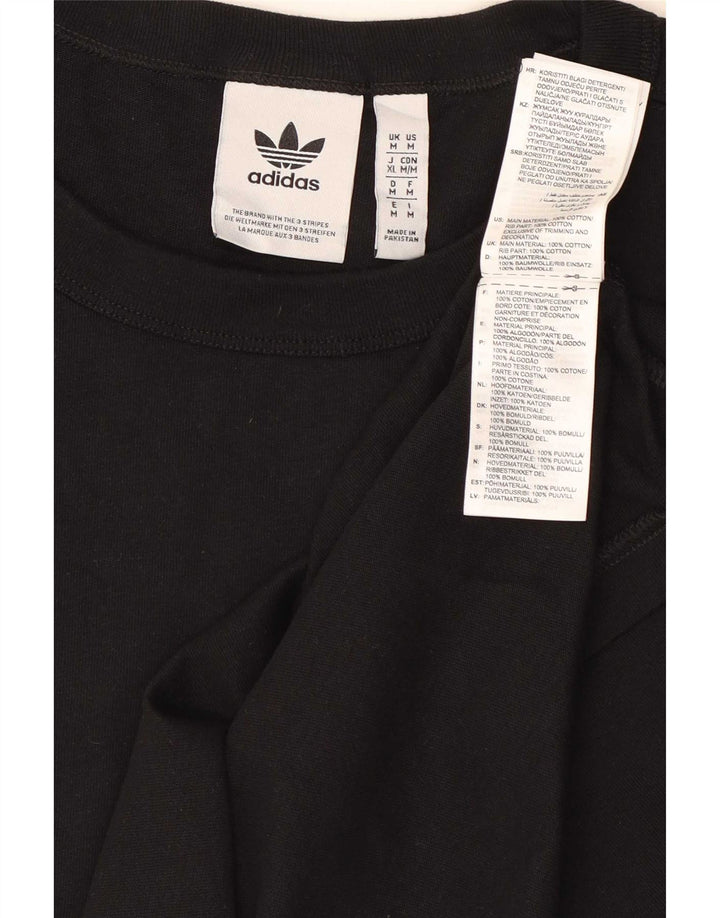Adidas Mens Camiseta Top Médio Algodão Preto