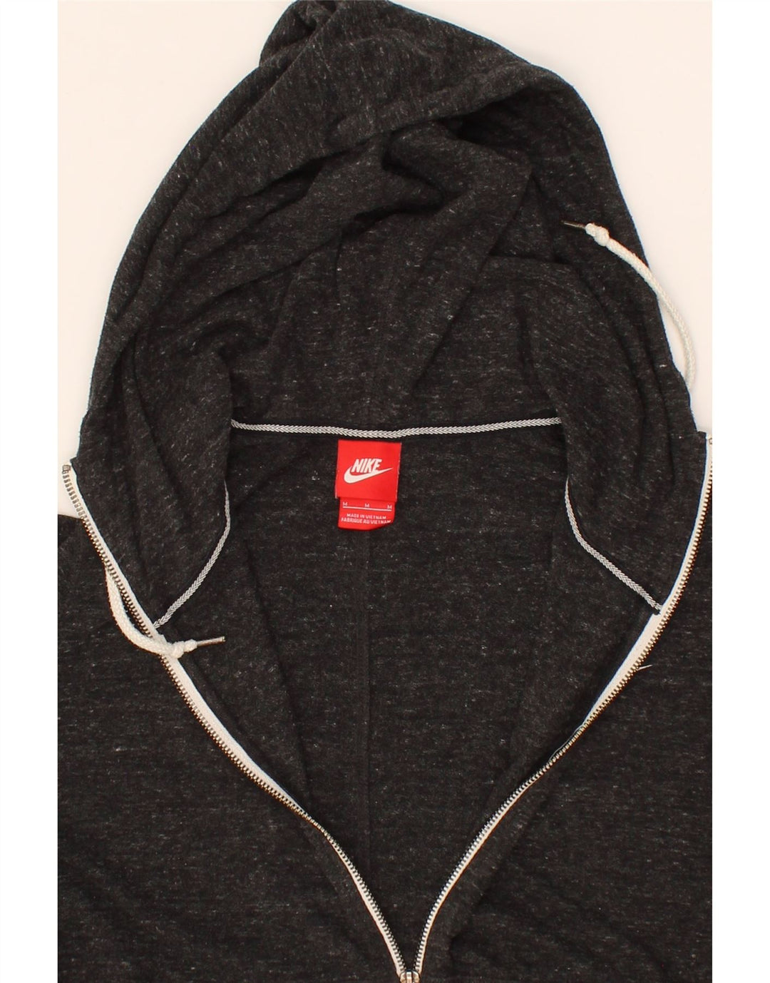 NIKE Womens Zip Hoodie Sweater UK 14 Medium Grey Flecked Cotton Vintage Nike and Second-Hand Nike from Messina Hembry 