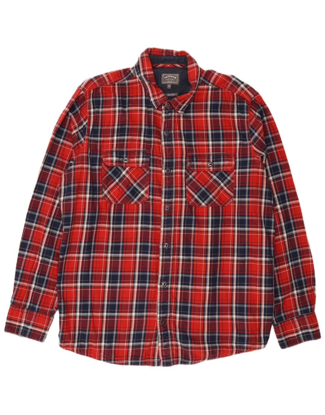 Camisa masculina de flanela Fat Face XL algodão xadrez vermelho