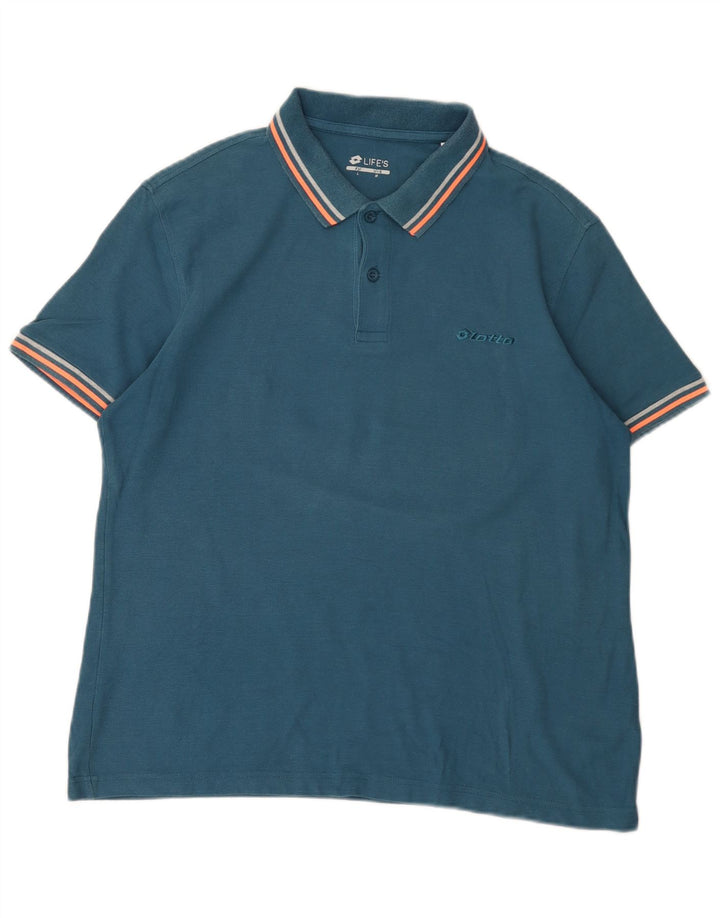 Camisa polo masculina Lotto grande bloco colorido azul
