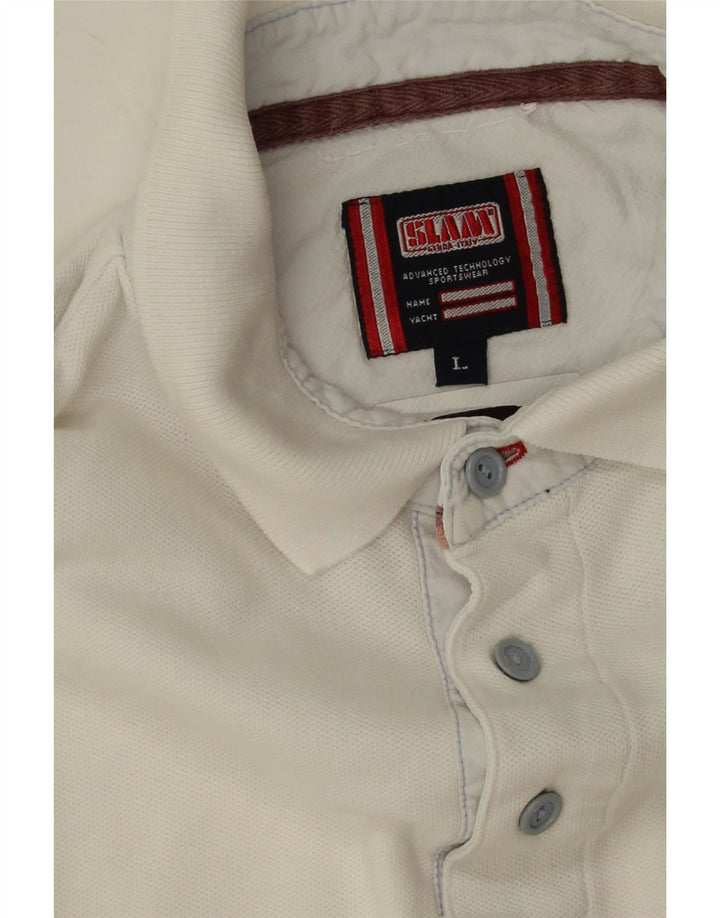 Camisa polo masculina Slam grande algodão branco