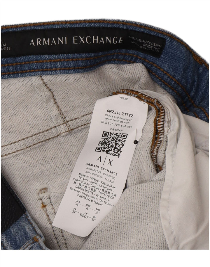 Armani Exchange Mens Slim Jeans W33 L32 Azul Algodão