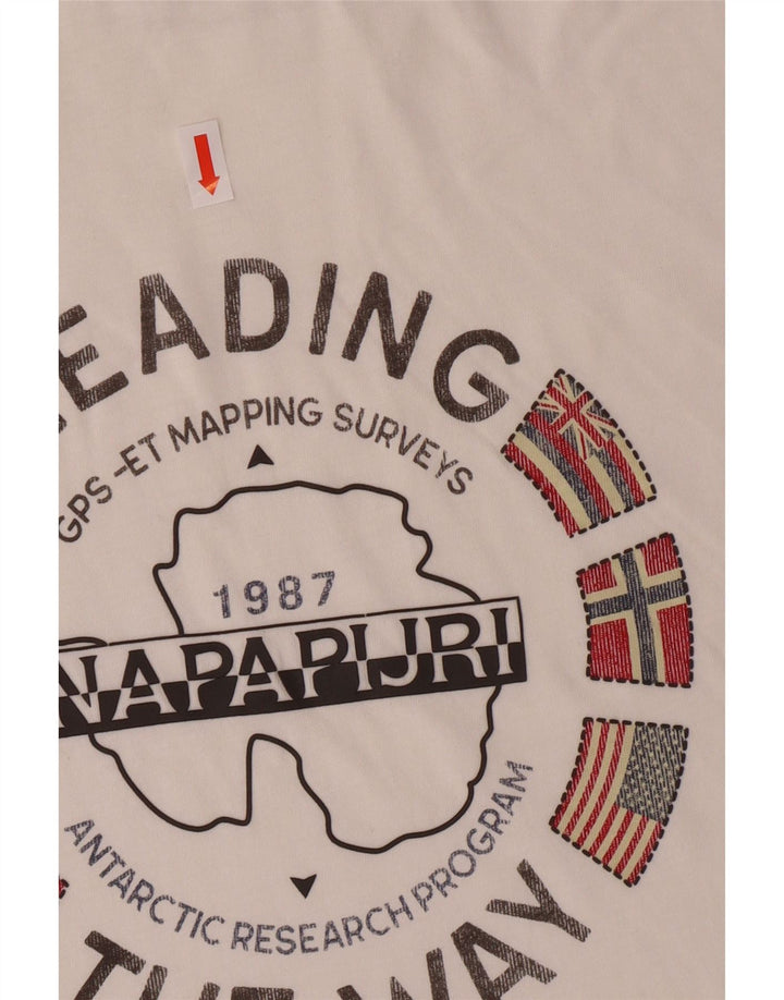 Camiseta masculina Napapijri com estampa gráfica pequena de algodão off white