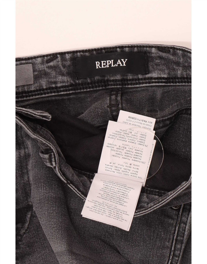 Replay Jeans Slim Feminino W33 L32 Algodão Cinza