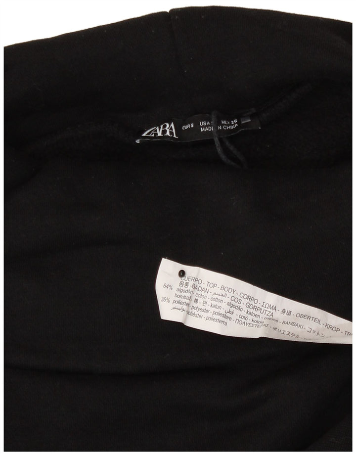 Zara moletom feminino oversized crop jumper UK 10 pequeno algodão preto