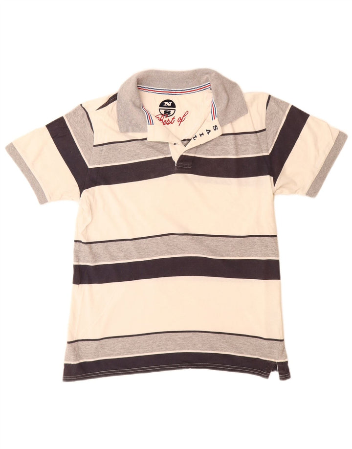 Camisa polo masculina North Sails pequena listrada multicolorida de algodão