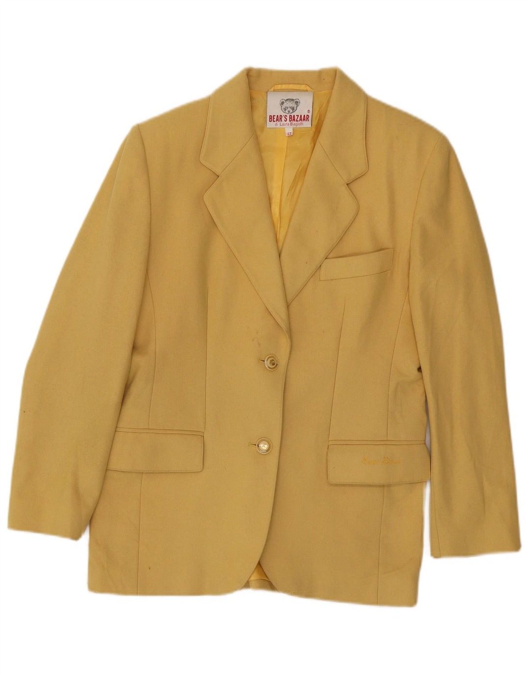 Jaqueta blazer feminina de 2 botões Laura Biagiotti IT 42 médio amarelo