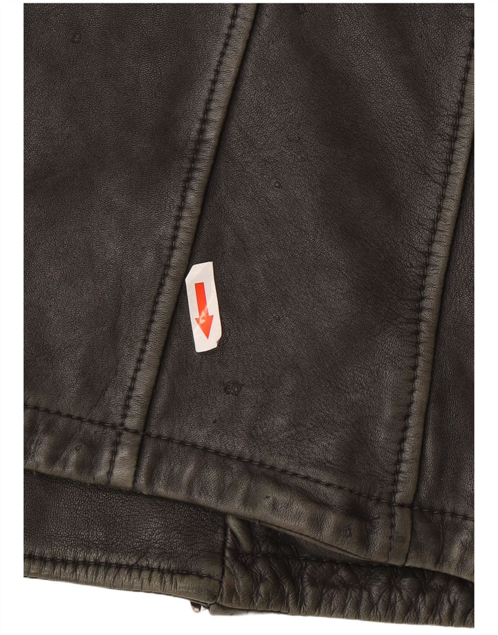 Jaqueta masculina de couro para motociclista All Saints UK 36 pequena cinza