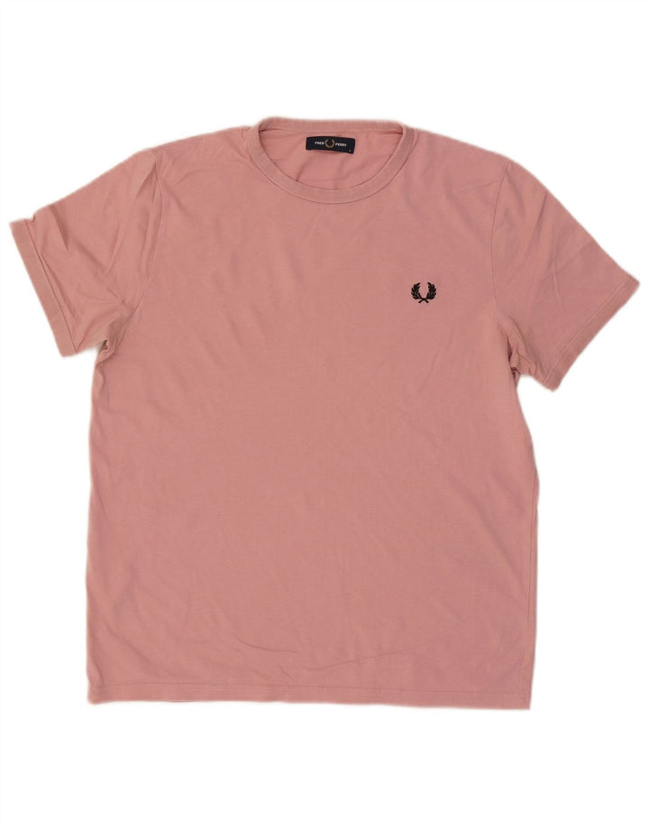 Camiseta masculina Fred Perry de algodão rosa médio