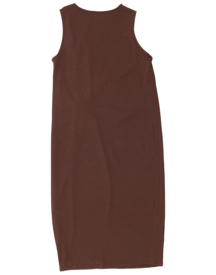 Vestido básico feminino sem mangas Zara Reino Unido 10 pequeno marrom