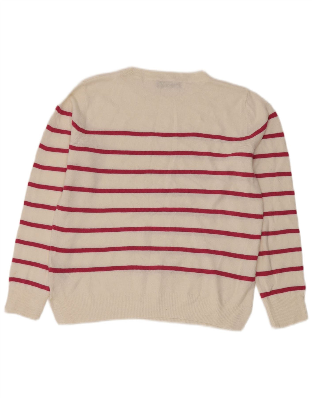 Suéter feminino Marks & Spencer com gola redonda, listrado branco pequeno, Reino Unido 10