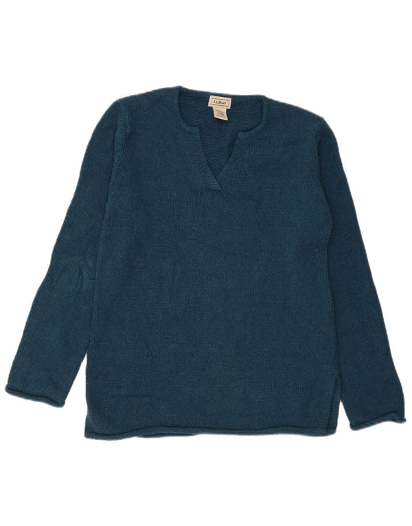 L.L.Bean Suéter feminino oversized com decote em V Reino Unido 6 XS azul marinho seda
