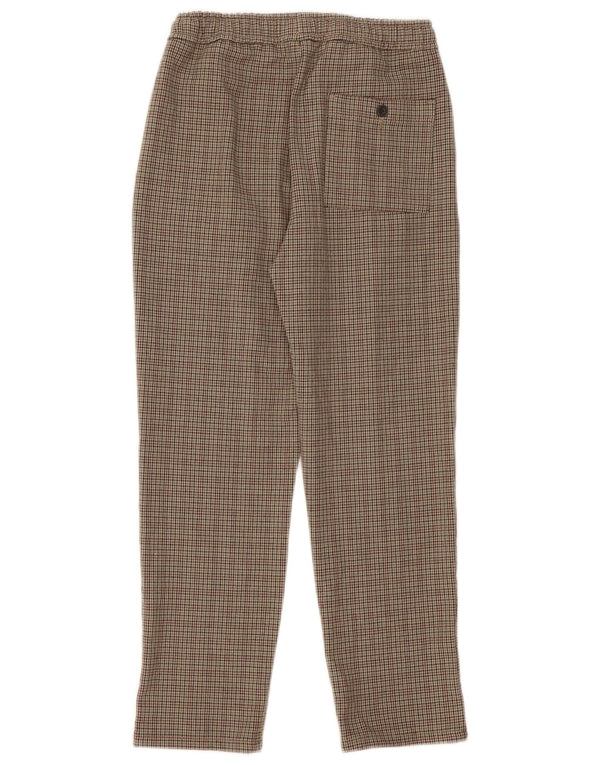 Zara Calça feminina reta casual 11-12 anos W26 L25 Cáqui Houndstooth