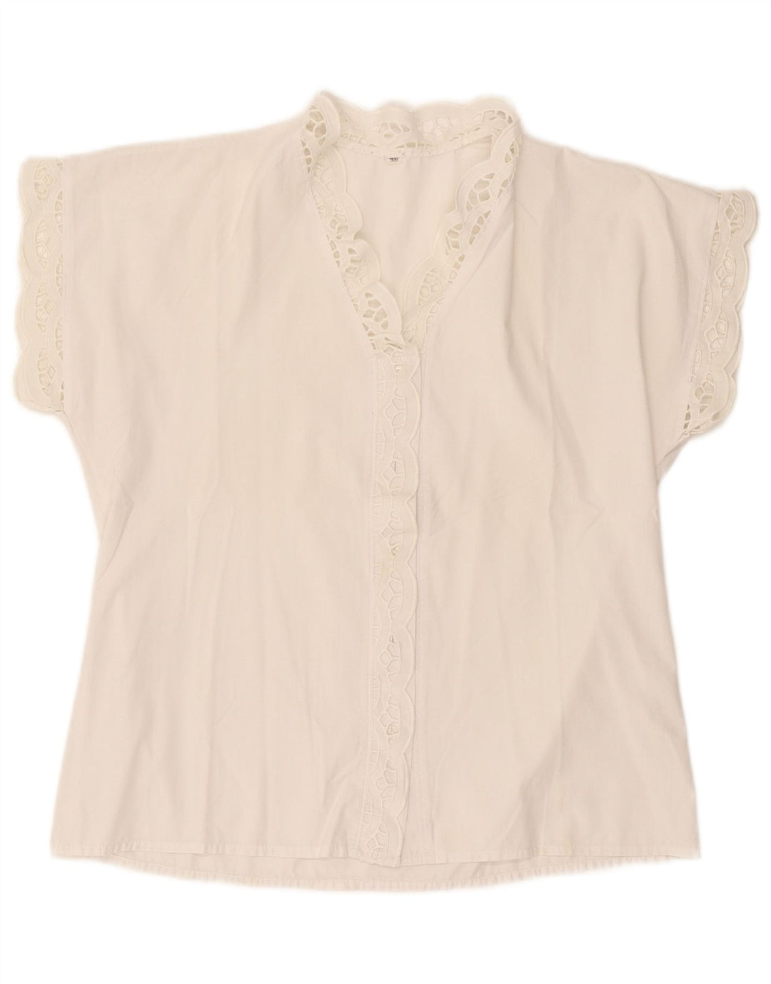 Blusa feminina vintage manga curta UE 38 médio branco