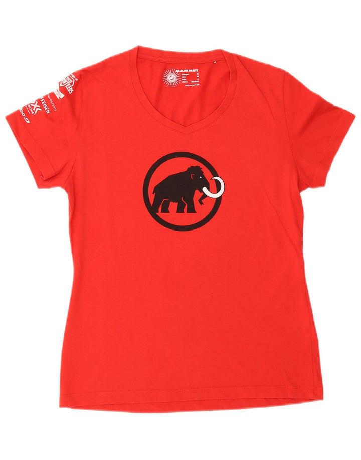 Camiseta feminina gráfica Mammut Top UK 14 médio vermelho