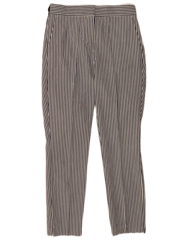 Calça Chino feminina Zara Slim Fit médio W28 L27 algodão listrado azul