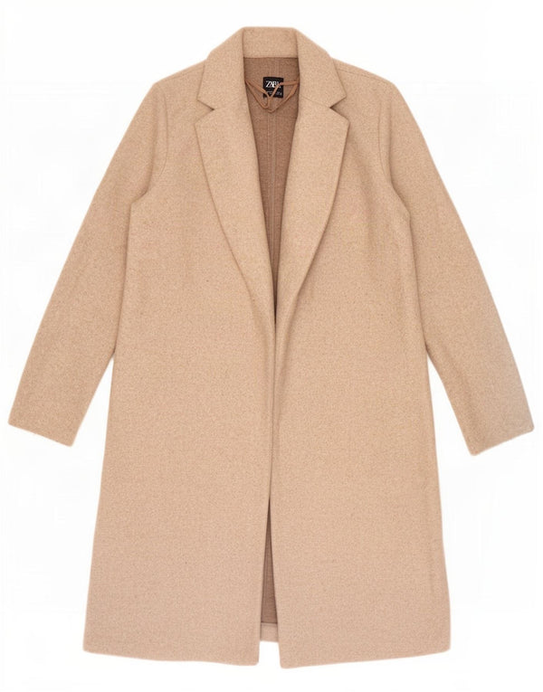 Zara Womens Overcoat UK 14 Medium Beige Polyester