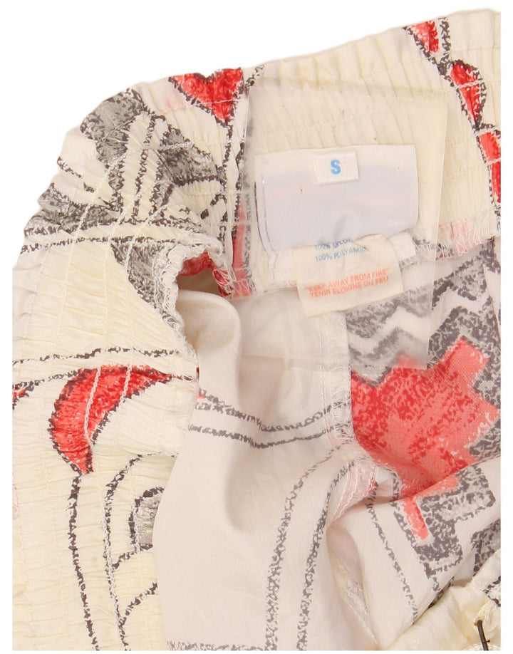 Shorts de natação feminino REEBOK UK 10 pequeno branco geométrico nylon