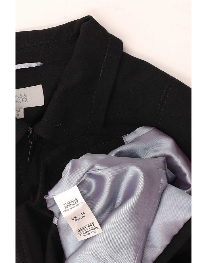 Jaqueta blazer feminina Marks & Spencer Petite Full Zip Reino Unido 14 médio preto