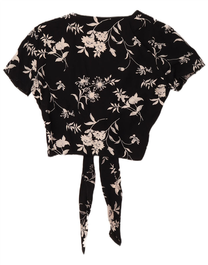 Cardigã feminino Max Dine com amarração frontal e corte frontal IT 42 médio preto floral