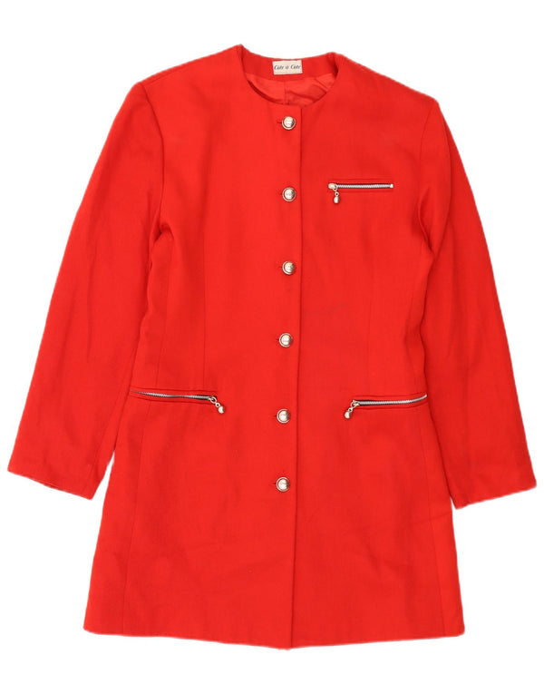 Jaqueta blazer feminina Cote A Cote Longline 6 botões Reino Unido 10 pequena vermelha