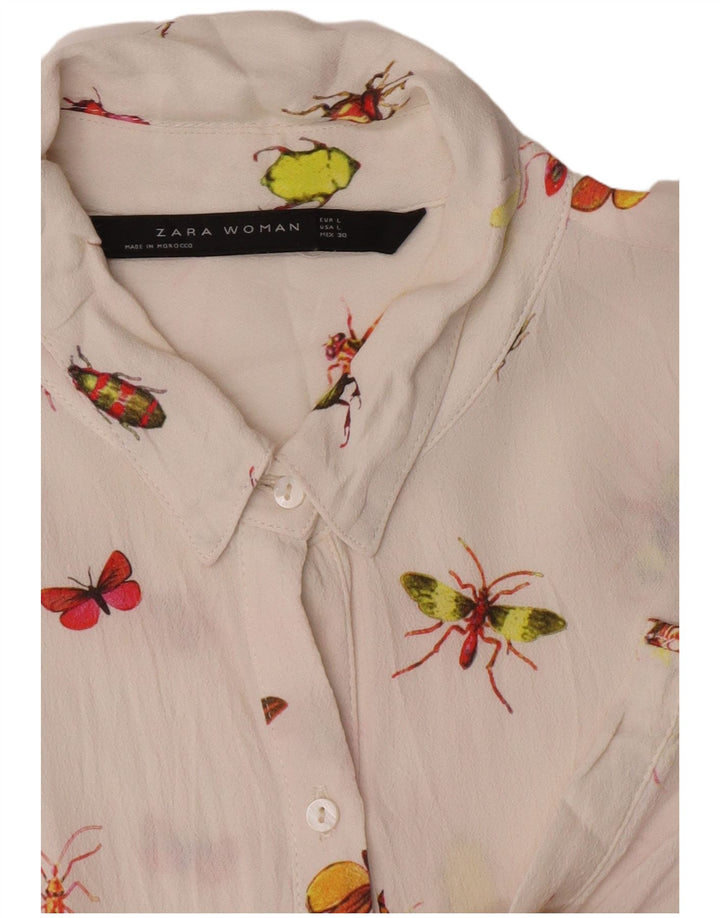 Blusa camisa feminina Zara UK 16 grande branca